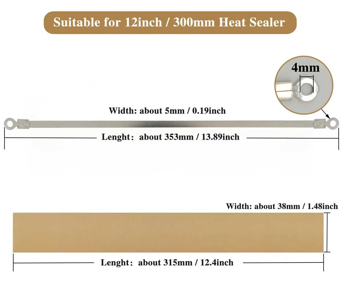 10 pezzi Ferro Shell Termosaldatrice Macchina 300mm Sigillatore Sacchetto Plastica Sostituzione Accessori (5mm di larghezza), Impulse Heat Bag Sealer Ricambio Parts